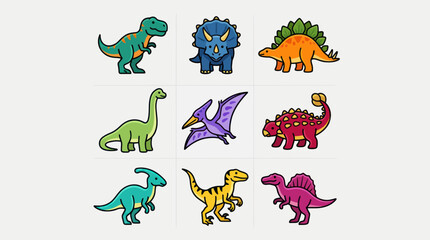 Collection of cartoon dinosaurs © Thamus