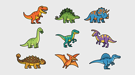Collection of cartoon dinosaurs © Thamus