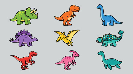 Collection of cartoon dinosaurs © Thamus