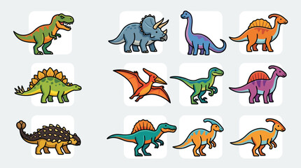 Collection of cartoon dinosaurs © Thamus