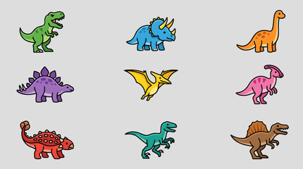 Collection of cartoon dinosaurs © Thamus