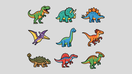 Collection of cartoon dinosaurs © Thamus