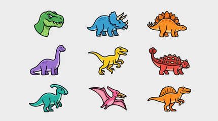 Collection of cartoon dinosaurs © Thamus