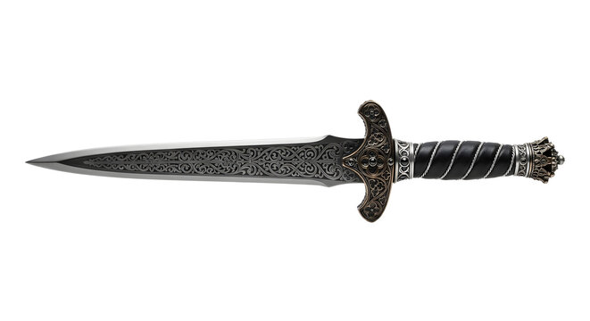 Ornate gothic dagger with engraved blade