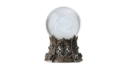 Glowing crystal ball on ornate gothic base © Chanapat