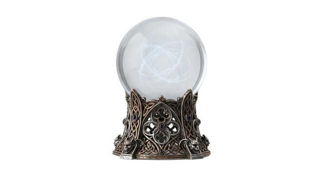 Glowing crystal ball on ornate gothic base