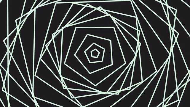 Abstract geometric background with repeating pentagon shapes in a spiral pattern.