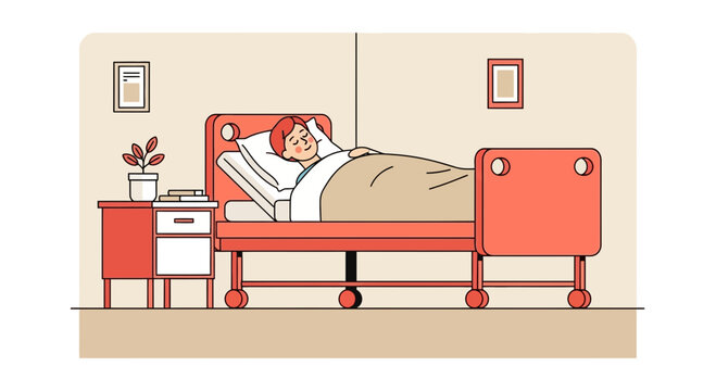 Illustration Of A Person Resting Comfortably In A Hospitable And Appealing Bed
