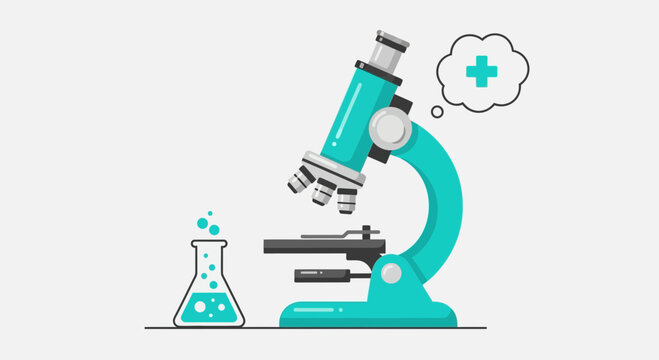 Illustration Of A Microscope And Medical Symbols In Lab Environment For Scientific Purposes