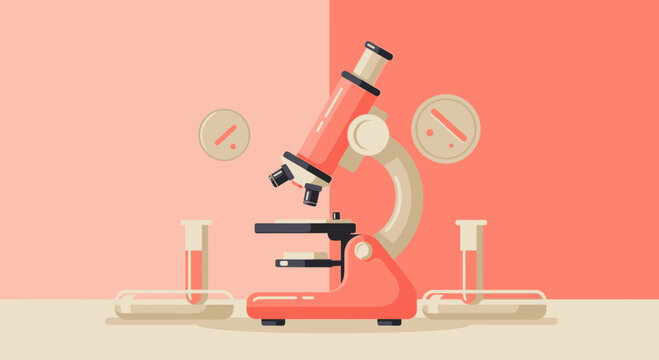 Illustration Of A Microscope And Test Tubes Representing Medical And Scientific Research