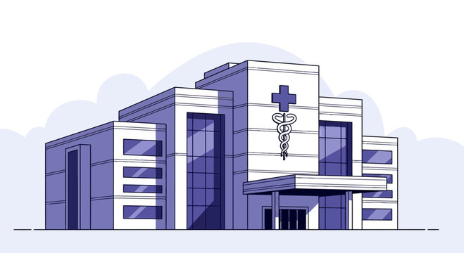 Illustration Of A Modern Clinical Facility, Medical Building, And Health Care Center