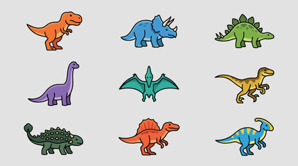 Collection of colorful cartoon dinosaurs © Thamus