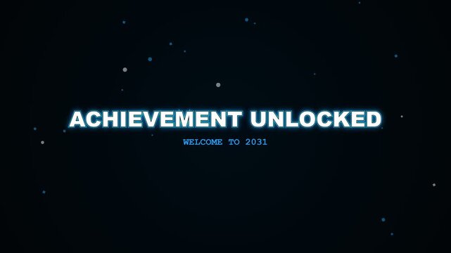 Progress bar loading from 2030 to 2031 with achievement unlocked