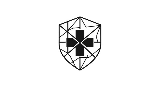 Black shield with a cross symbol.