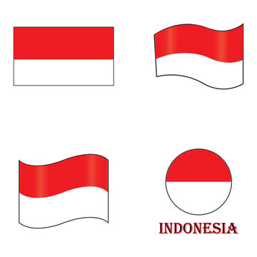 Indonesian flag icon logo vector design template
