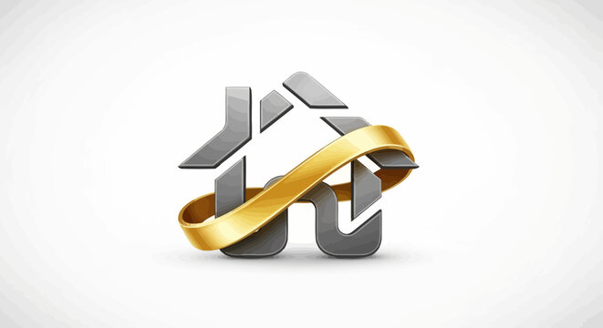 3D gold and silver logo design.