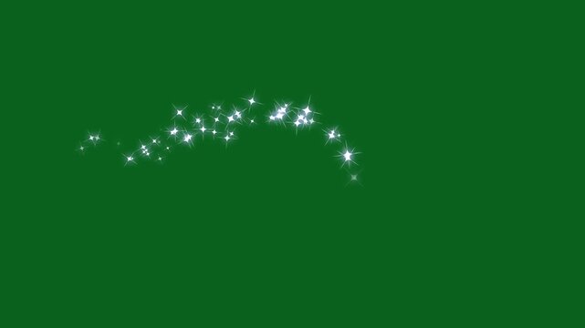 Glowing White Sparkle Stars Line Animation, Magical Fairy Dust Trail, Twinkling Glitter Particles, Shimmering Starlight Motion, Cartoon Sparkle Overlay, Green Screen Transition, Seamless Loop 4K