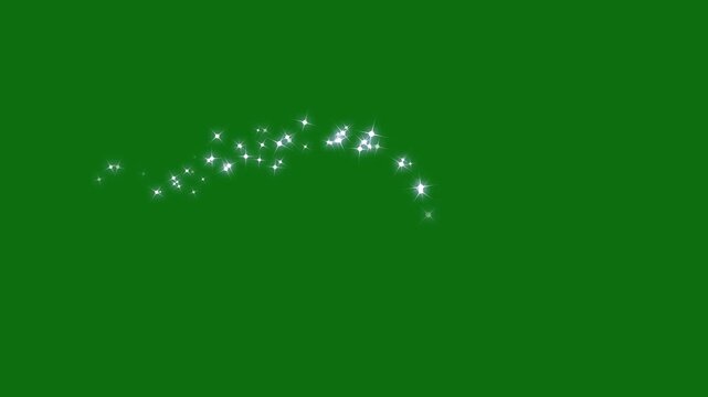 White Twinkling Magic Glitter Trail Animation, Shimmering Starlight Sparkles, Fairy Dust Wand Line, Glowing Star Burst, Luxury Bokeh Light Effects, Seamless Green Screen Transition Overlay 4K