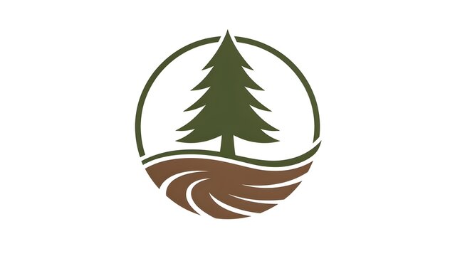 Minimalist Pine Tree Logo Icon Representing Alpine Forest, Eco Friendly Brand, Wilderness Adventure, Corporate Sustainability, and Modern Geometric Conifer Identity