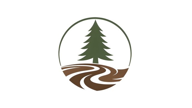 Minimalist Pine Tree Logo Icon Representing Alpine Forest, Eco Friendly Brand, Wilderness Adventure, Corporate Sustainability, and Modern Geometric Conifer Identity