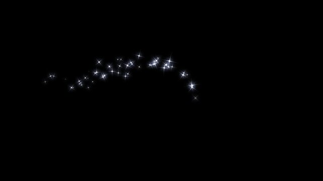 White Twinkling Magic Glitter Trail Animation, Shimmering Starlight Sparkles, Fairy Dust Wand Line, Glowing Star Burst, Luxury Bokeh Light Effects, Seamless Black Screen Transition Overlay 4K