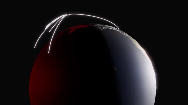 Orbital trajectory of a multiple intercontinental ballistic missile (MIRV)