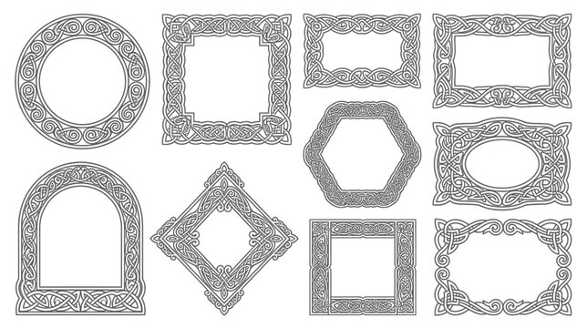 Celtic Knot Frames Collection: Circle, Square, Oval, Hexagon Borders