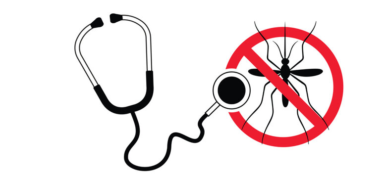 Stop malaria, zika or dengue no mosquito bite and infection. World malaria day, april. Funny vector insects for preventie. Insect virus icons or signs ideas. Warning medical attention, caution parasit