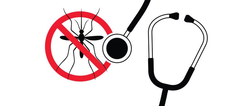 Stop malaria, zika or dengue no mosquito bite and infection. World malaria day, april. Funny vector insects for preventie. Insect virus icons or signs ideas. Warning medical attention, caution parasit