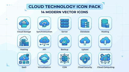 Cloud Technology Icons Pack: Modern Vector Set for Digital Services © nisrinaicca