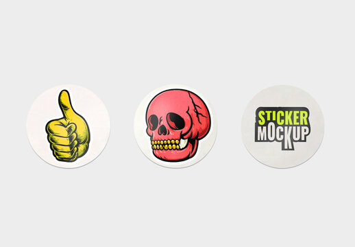 Customizable Round Sticker Mockup Set