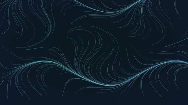 Animated Dark Glowing flow field lines background weaving loop