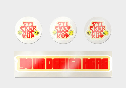Round and Rectangle Paper Sticker Mockup Collection
