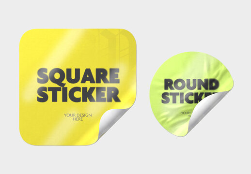Square and Circle Sticker Mockup Collection