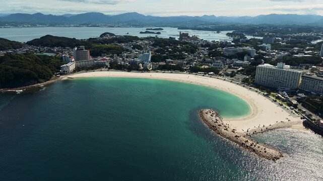 Shirarahama Beach in Shirahama, Wakayama, Japan &ndash; White Sand and Blue Ocean Scenic View 白砂と青い海が広がる絶景「白良浜(しららはま)」和歌山県白浜町