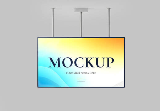 Hanging Digital Signage Mockup for Indoor Advertising Display