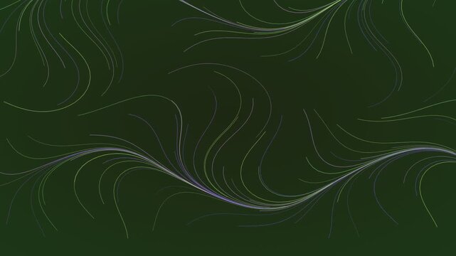 Animated Midnight flow field lines background weaving loop