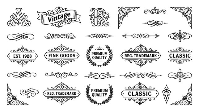 Vintage Ornaments and Emblems: Monograms, Ribbons, Corners, Labels