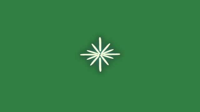 Small white dot on it and dots clock light coming out background star in the middle snowflorer cross isolated on green screen background