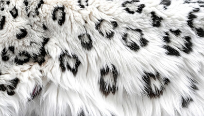 Naklejka premium Texture of snow leopard artificial skin with pattern realistic spots