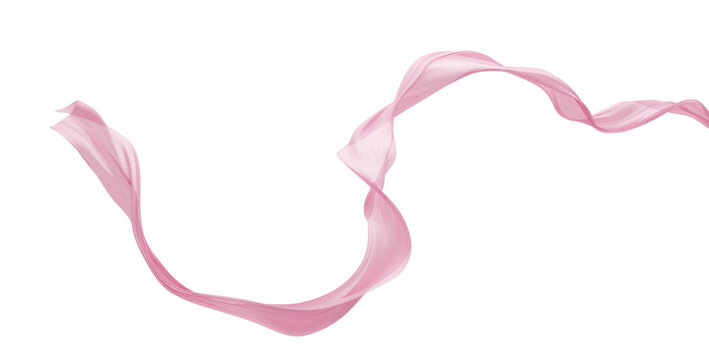 Luxury soft pink sheer chiffon fabric flowing in the wind isolated on transparent background design element for fashion, cosmetic branding and wedding 3D render