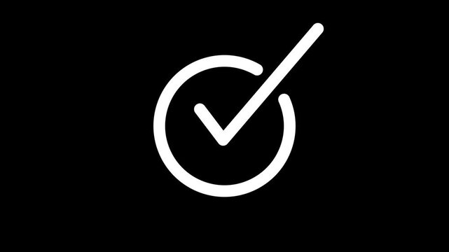 Animated Check Mark Inside Circle Graphic Design Template | Clean Line Art Checkmark for Business Presentation, Voting and Survey Results | Minimalist Voting Pass Affirmative UI Element