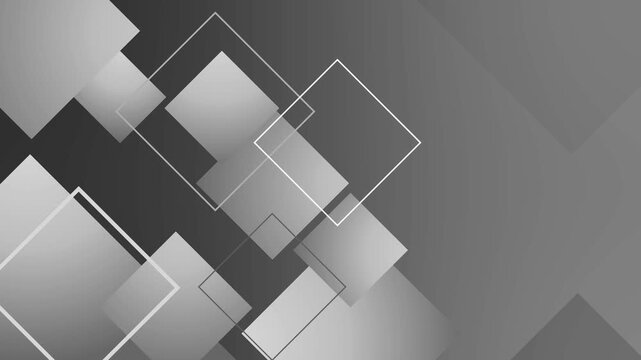 Abstract geometric composition of overlapping squares and rectangle teal gradient background vibrant animation