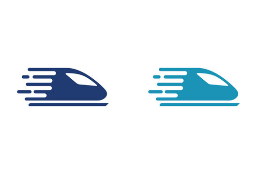 Modern high speed train logo icons representing fast railway transportation and logistics.