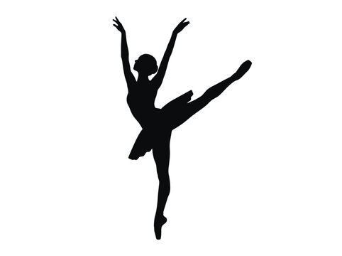 vector Elegant Silhouette of a Ballet Dancer in a Graceful Pose on a White Background Silhouette