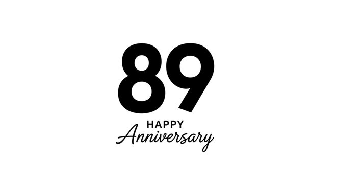 A bold black number eighty nine for a happy anniversary celebration