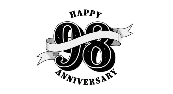 A vintage style graphic celebrating a ninety eight year anniversary