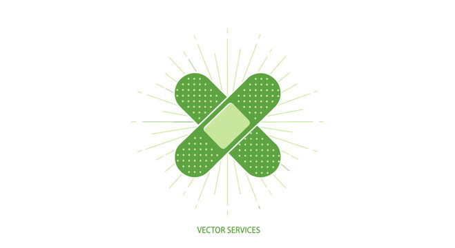 Illustrated Bandage Design: Healing Cross with Subtle Rays, Ready for Healthcare Graphics