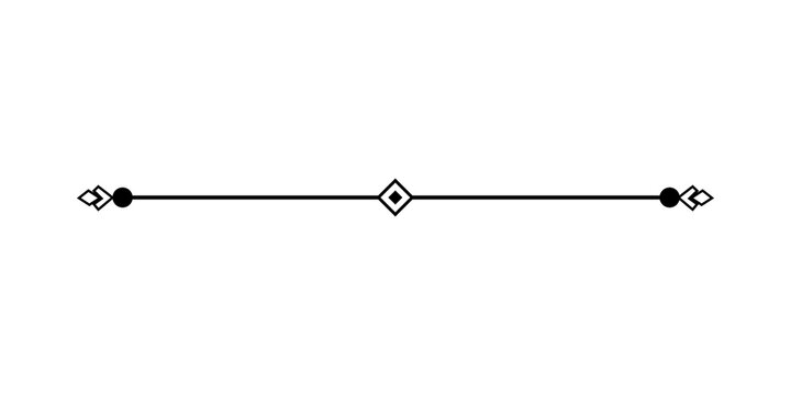 Decorative horizontal divider line with geometric elements isolated on transparent background