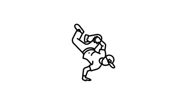Man doing a dynamic breakdancing move.